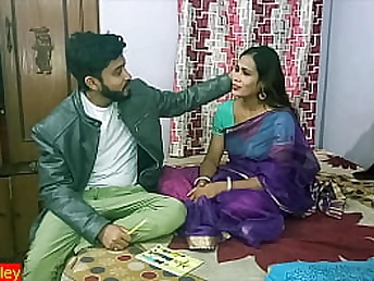 Torrid Indian student with big tits gets ultra-kinky with Biology Madam in saree sex video!