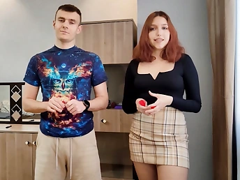 Red-haired European stunner unwraps down & betrays in a game of strip darts with her stellar hair