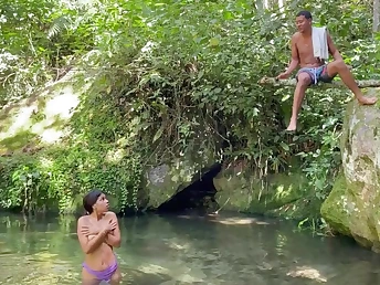 Saraymike gets her immense tits and squirt-fueled hatch humid while taking a bathtub in the lake