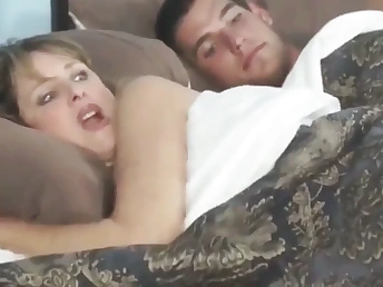 Stepmother and sofa share a humungous cock while sharing sofa with stepson