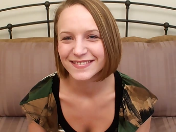 Watch this brand fresh teen deep throat a monstrous man meat