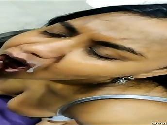 Watch how this busty Tamil Cougar gets her uncensored fellatio from her hubby in the office