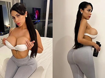 Step-sis Taunts Step-brother with her perfect humungous hooter-sling-stuffers in torrid massage dream