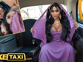 Desi nurse with big joy bags gets her cock-squeezing gash plowed rock hard in faux taxi activity
