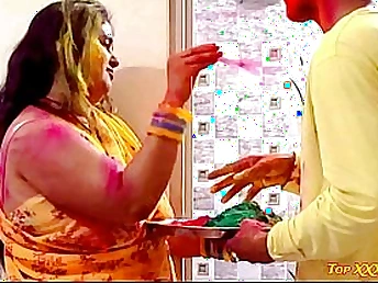 Colorific joy inbetween simulate bro and simulate step-sister aloft Holi.