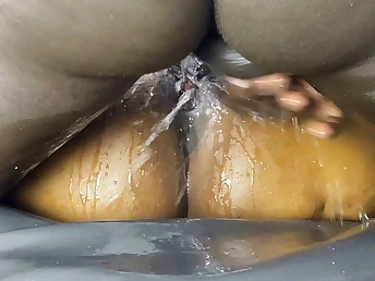 Stepmom gets will not hear of pussy pounded while squirting like a fount