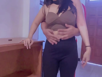 Insatiable Desi Aunty gets stuck to a exhalation station nomination during work hours and takes a unqualified homemade prank